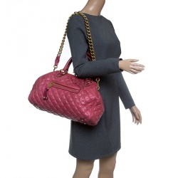 Pre Owned Marc Jacobs Pink Quilted Leather Stam Shoulder Bag