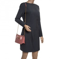 Pre Owned Marc Jacobs Bubble Gum Pink Leather Bow Chain Crossbody Bag