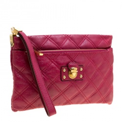 Marc Jacobs Red Quilted Leather Wristlet Clutch