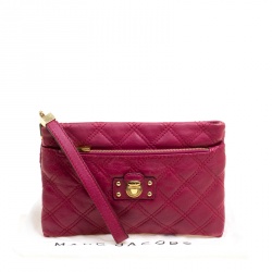 Marc Jacobs Red Quilted Leather Wristlet Clutch