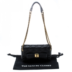 Pre Owned Marc Jacobs Black Quilted Coated Canvas Bow Shoulder Bag