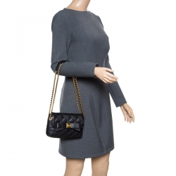 Pre Owned Marc Jacobs Black Quilted Coated Canvas Bow Shoulder Bag