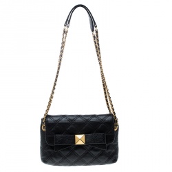 Pre Owned Marc Jacobs Black Quilted Coated Canvas Bow Shoulder Bag