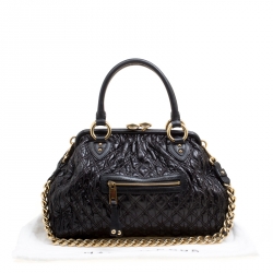 Marc Jacobs Black Quilted Leather Stam Top Handle Bag