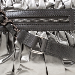 Pre Owned Marc Jacobs Metallic Grey Coated Canvas Parachute Little Stam Bag