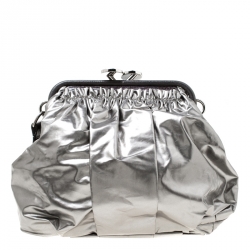Pre Owned Marc Jacobs Metallic Grey Coated Canvas Parachute Little Stam Bag