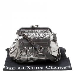 Pre Owned Marc Jacobs Metallic Grey Coated Canvas Parachute Little Stam Bag