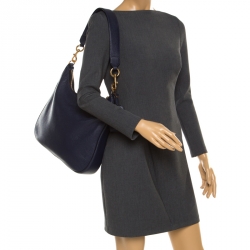 Pre Owned Marc Jacobs Navy Blue Leather Gotham Hobo Bag