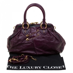 Marc Jacobs Purple Leather Safety Pin Stam Top Handle Bag