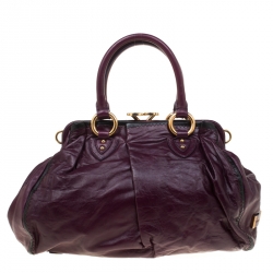 Marc Jacobs Purple Leather Safety Pin Stam Top Handle Bag