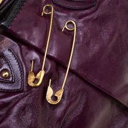 Marc Jacobs Purple Leather Safety Pin Stam Top Handle Bag