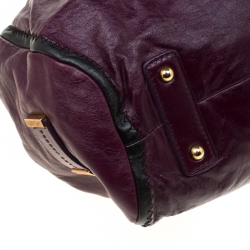 Marc Jacobs Purple Leather Safety Pin Stam Top Handle Bag