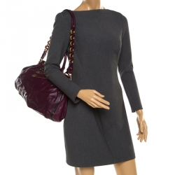 Marc Jacobs Purple Leather Safety Pin Stam Top Handle Bag