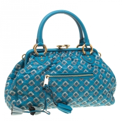 Marc Jacobs Blue Quilted Leather Robert Leslie Stam Top Handle Bag