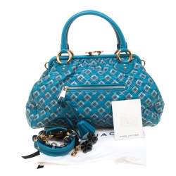 Marc Jacobs Blue Quilted Leather Robert Leslie Stam Top Handle Bag