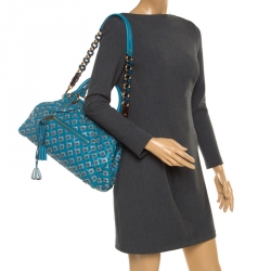 Marc Jacobs Blue Quilted Leather Robert Leslie Stam Top Handle Bag