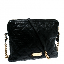 Pre Owned Marc Jacobs Black Quilted Leather iPad Chain Crossbody Bag