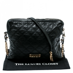Pre Owned Marc Jacobs Black Quilted Leather iPad Chain Crossbody Bag
