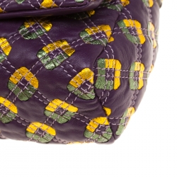Pre Owned Marc Jacobs Purple Quilted Leather Robert Leslie Flap Crossbody Bag