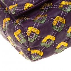 Pre Owned Marc Jacobs Purple Quilted Leather Robert Leslie Flap Crossbody Bag