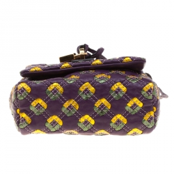 Pre Owned Marc Jacobs Purple Quilted Leather Robert Leslie Flap Crossbody Bag