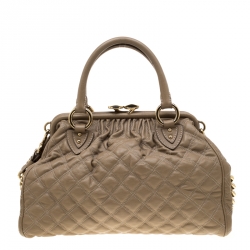 Pre Owned Marc Jacobs Light Brown Quilted Leather Stam Shoulder Bag
