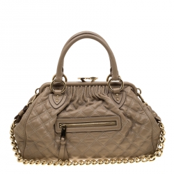 Pre Owned Marc Jacobs Light Brown Quilted Leather Stam Shoulder Bag