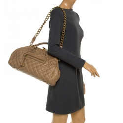 Pre Owned Marc Jacobs Light Brown Quilted Leather Stam Shoulder Bag