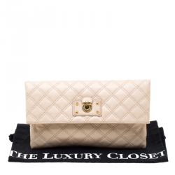 Pre Owned Marc Jacobs Beige Quilted Leather Eugenie Clutch