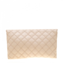 Pre Owned Marc Jacobs Beige Quilted Leather Eugenie Clutch