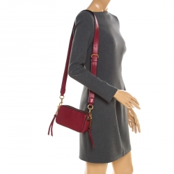 Pre Owned Marc Jacobs Red Leather Double Zip Crossbody Bag