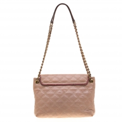 Pre Owned Marc Jacob Peach/Red Quilted Leather and Python Trim Flap Bag