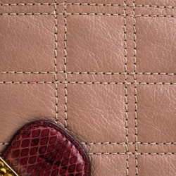Pre Owned Marc Jacob Peach/Red Quilted Leather and Python Trim Flap Bag