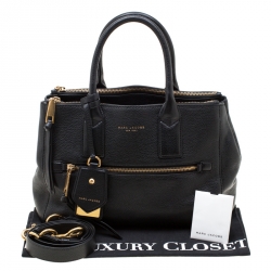 Pre Owned Marc Jacobs Black Leather Recruit East West Tote