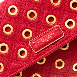 Pre Owned Marc Jacobs Red Quilted Eyelets Leather Gotham Shoulder Bag