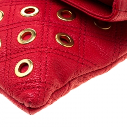 Pre Owned Marc Jacobs Red Quilted Eyelets Leather Gotham Shoulder Bag