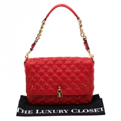 Pre Owned Marc Jacobs Red Leather Stardust Beat Shoulder Bag