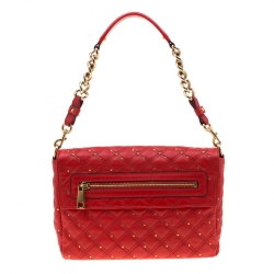 Pre Owned Marc Jacobs Red Leather Stardust Beat Shoulder Bag