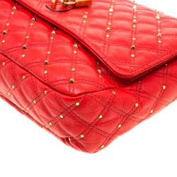Pre Owned Marc Jacobs Red Leather Stardust Beat Shoulder Bag