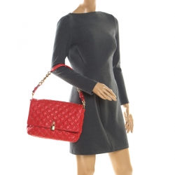 Pre Owned Marc Jacobs Red Leather Stardust Beat Shoulder Bag