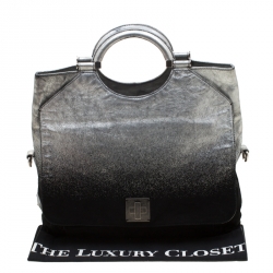 Marc Jacobs Black/Silver Ombre Leather Top Handle Bag