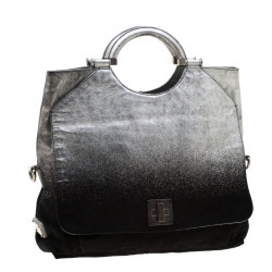 Marc Jacobs Black/Silver Ombre Leather Top Handle Bag