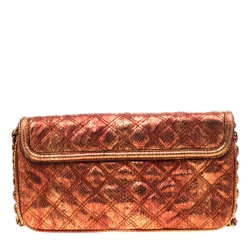 Pre Owned Marc Jacobs Red/Gold Snakeskin Flap Shoulder Bag