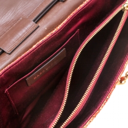 Pre Owned Marc Jacobs Red/Gold Snakeskin Flap Shoulder Bag