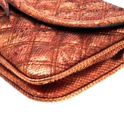 Pre Owned Marc Jacobs Red/Gold Snakeskin Flap Shoulder Bag