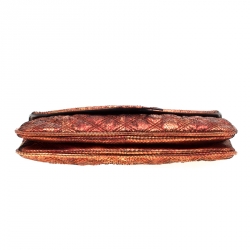 Pre Owned Marc Jacobs Red/Gold Snakeskin Flap Shoulder Bag