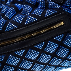 Pre Owned Marc Jacobs Blue Crystal Embellished Quilted Suede and Leather Stam Shoulder Bag