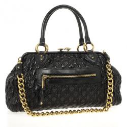 Pre Owned Marc Jacobs Black Quilted Leather Stam Satchel