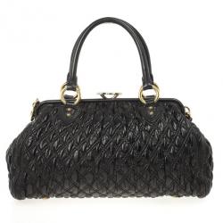 Pre Owned Marc Jacobs Black Quilted Leather Stam Satchel