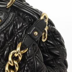 Pre Owned Marc Jacobs Black Quilted Leather Stam Satchel